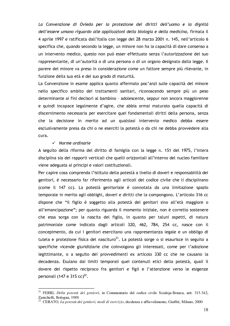 Anteprima della tesi: Il consenso ai trattamenti sanitari per i minori, Pagina 14