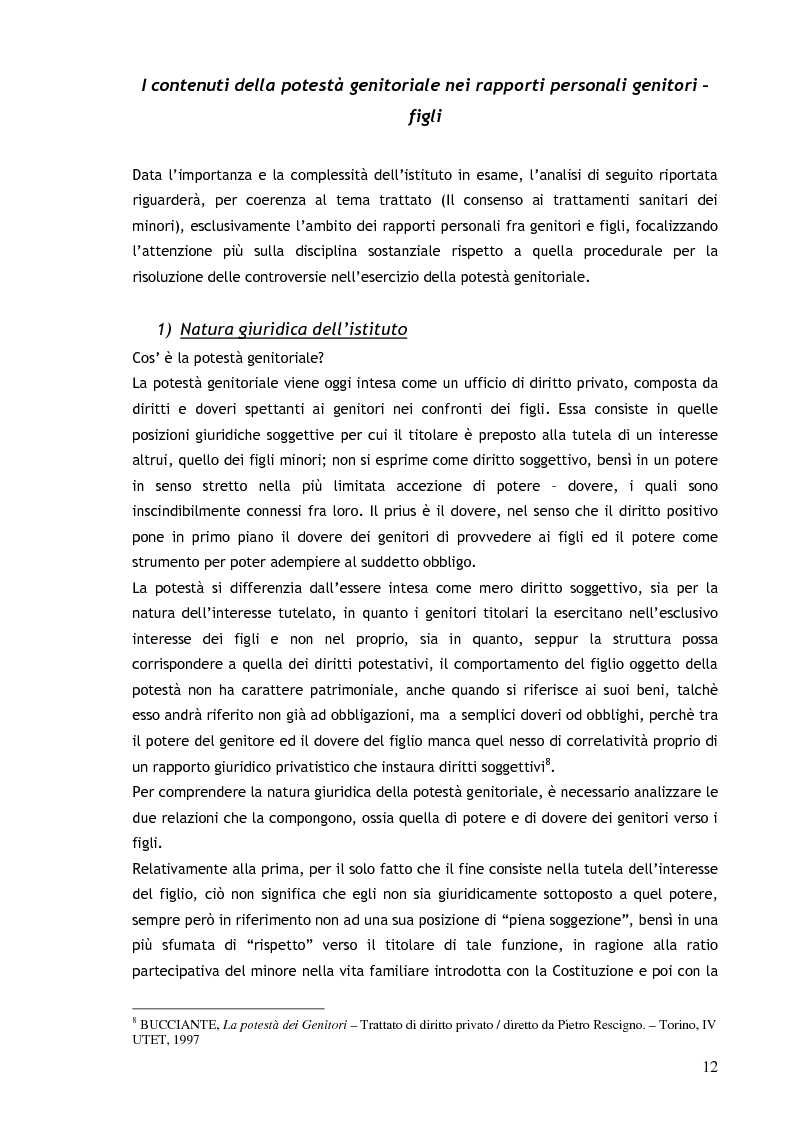 Anteprima della tesi: Il consenso ai trattamenti sanitari per i minori, Pagina 8