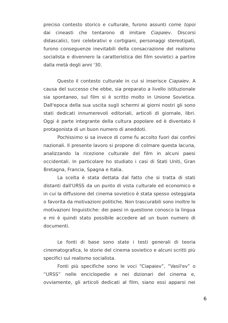 Anteprima della tesi: ''Ciapaiev'' tra l'Unione Sovietica e l'Occidente, Pagina 7