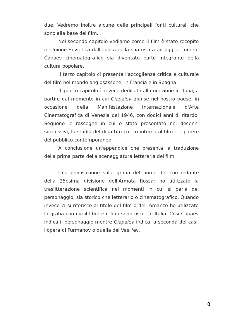 Anteprima della tesi: ''Ciapaiev'' tra l'Unione Sovietica e l'Occidente, Pagina 9