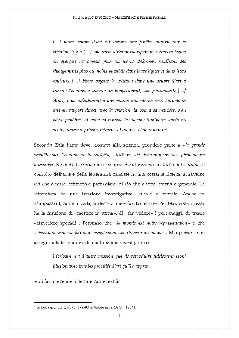 Anteprima della tesi: Nanà allo specchio: narcisismo e femme fatale, Pagina 6