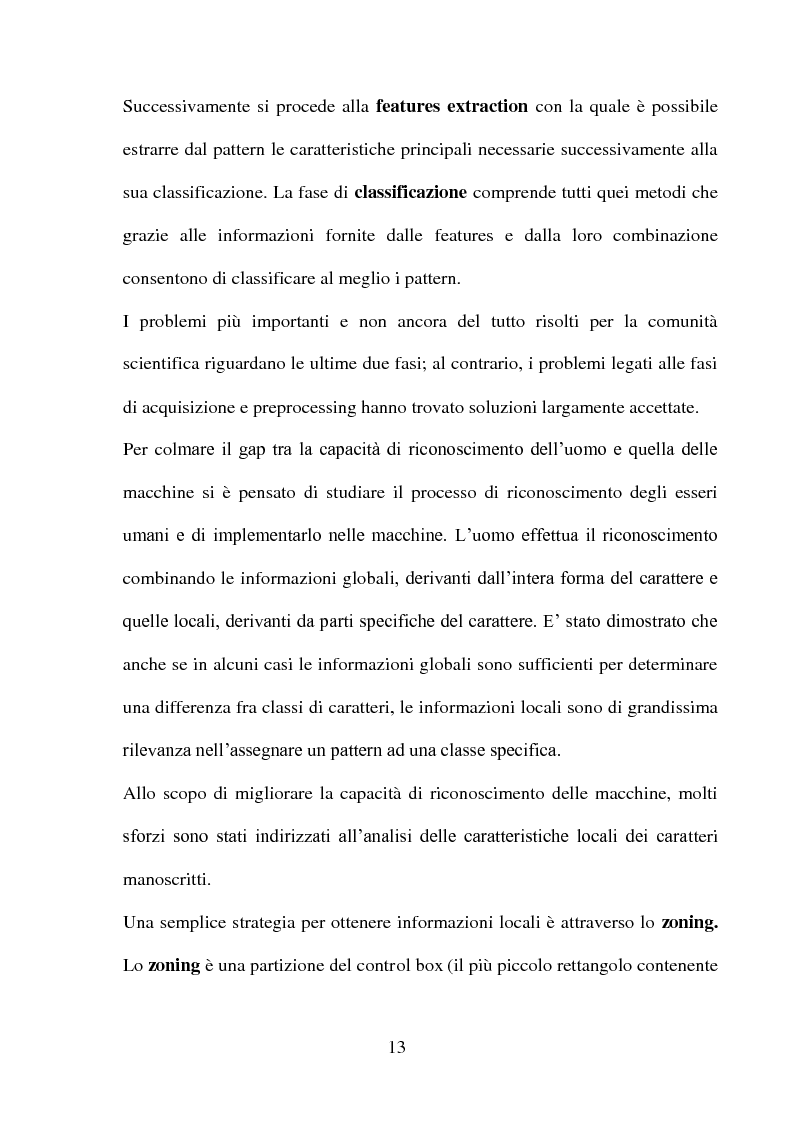 Anteprima della tesi: Una panoramica degli algoritmi di zoning nel riconoscimento dei caratteri manoscritti, Pagina 9