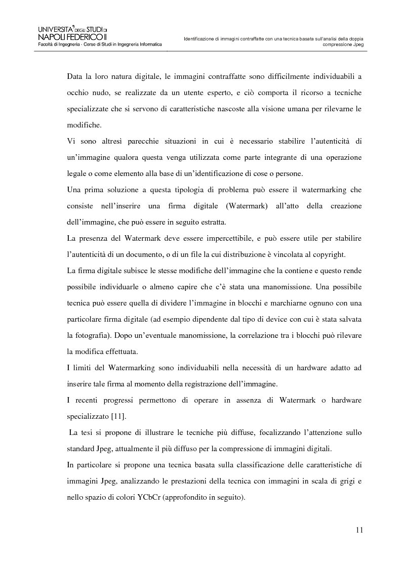 Anteprima della tesi: Identificazione di immagini contraffatte con una tecnica basata sull'analisi della doppia compressione Jpeg nello spazio di colori YCbCr, Pagina 8