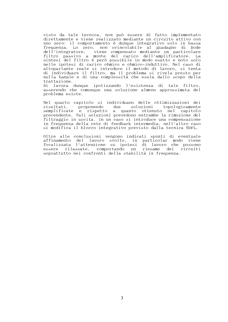 Anteprima della tesi: Stabilità, sensibilità e abbattimento delle distorsioni in un amplificatore audio in classe AB, Pagina 4