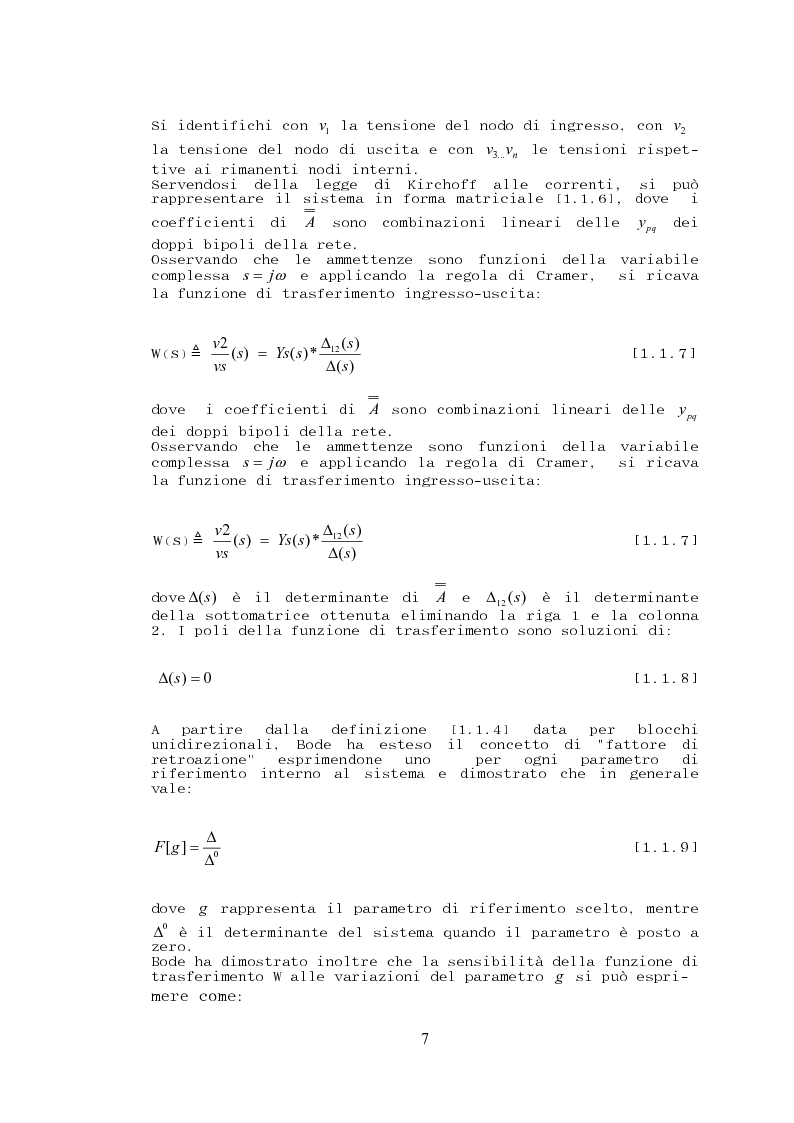 Anteprima della tesi: Stabilità, sensibilità e abbattimento delle distorsioni in un amplificatore audio in classe AB, Pagina 8