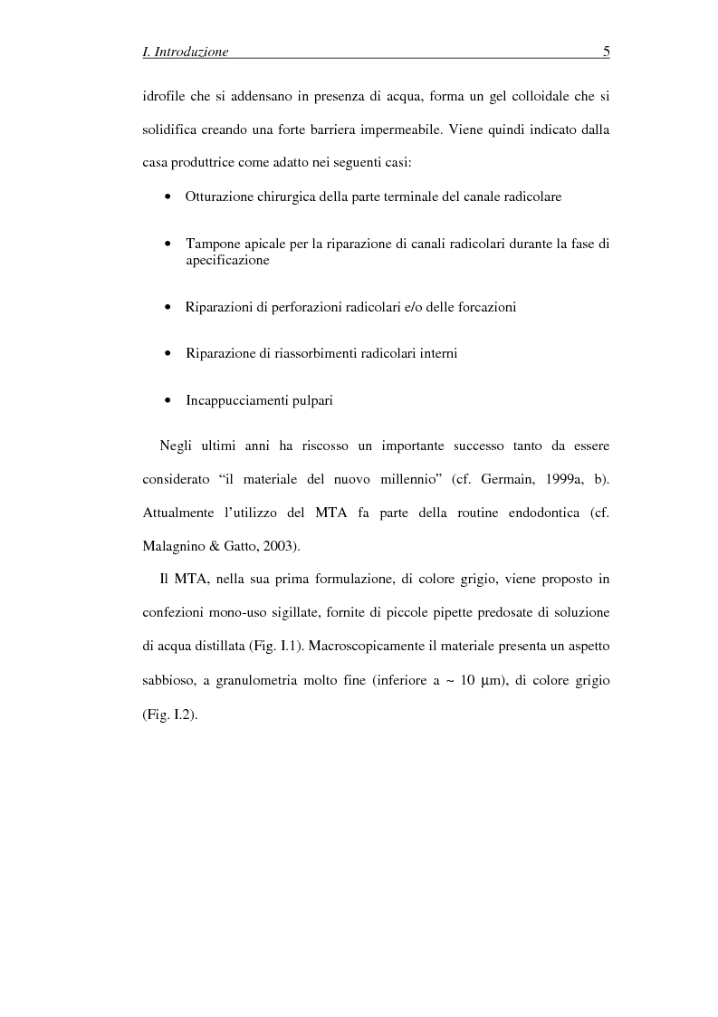 Anteprima della tesi: Il Mineral Trioxide Aggregate: analisi chimico-fisica, batteriologica e applicazioni cliniche, Pagina 3