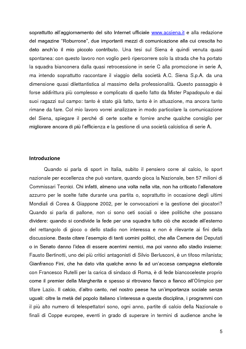 Anteprima della tesi: Progetto A.C. Siena: l’evoluzione della società e il ruolo strategico della comunicazione per la sfida della serie A, Pagina 3