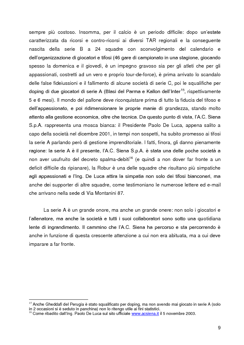 Anteprima della tesi: Progetto A.C. Siena: l’evoluzione della società e il ruolo strategico della comunicazione per la sfida della serie A, Pagina 7