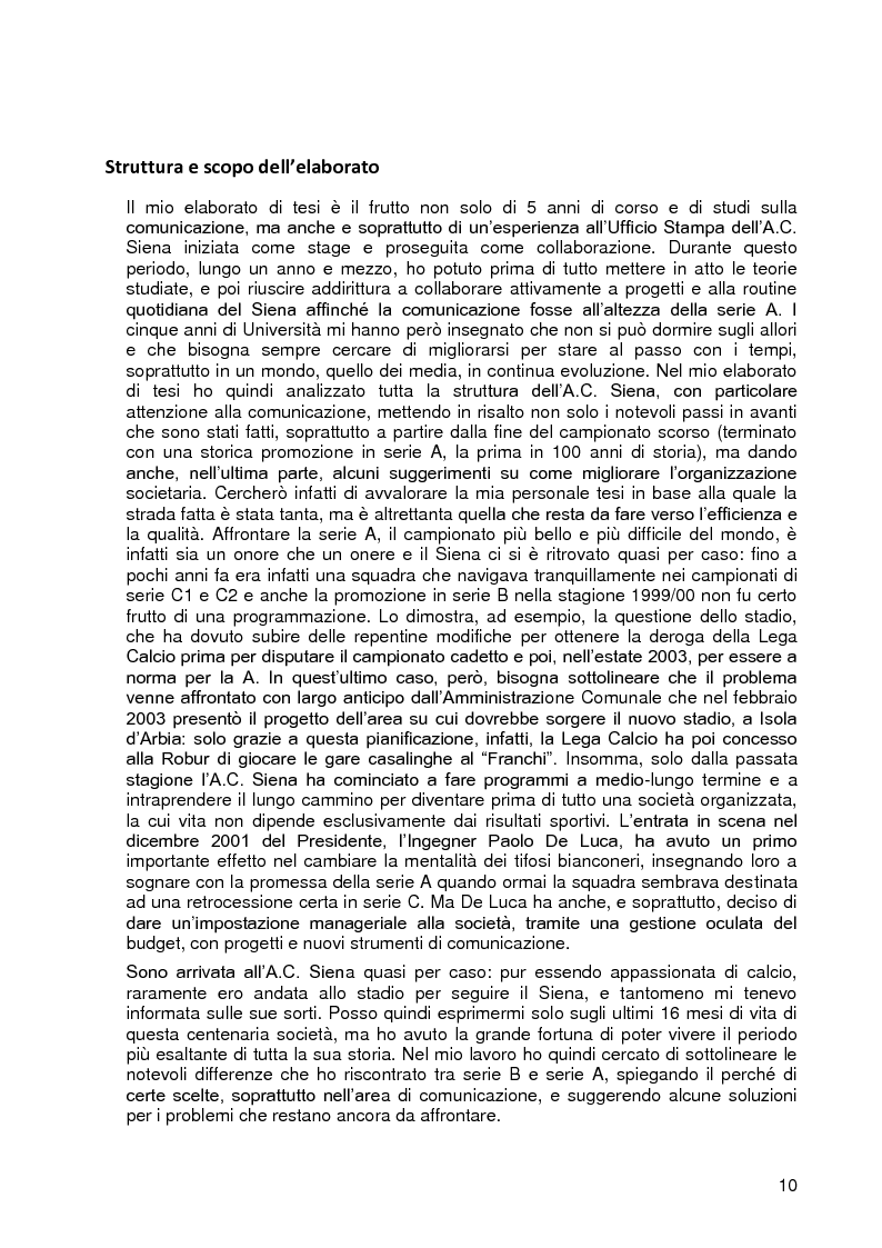 Anteprima della tesi: Progetto A.C. Siena: l’evoluzione della società e il ruolo strategico della comunicazione per la sfida della serie A, Pagina 8