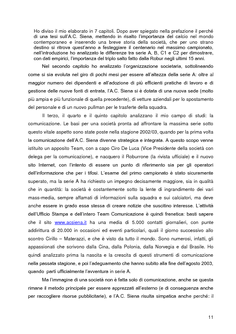 Anteprima della tesi: Progetto A.C. Siena: l’evoluzione della società e il ruolo strategico della comunicazione per la sfida della serie A, Pagina 9