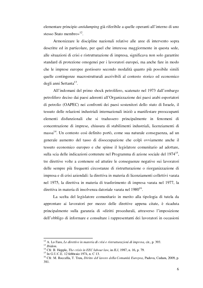 Anteprima della tesi: Le direttive comunitarie in materia di crisi e ristrutturazione d'impresa, Pagina 5