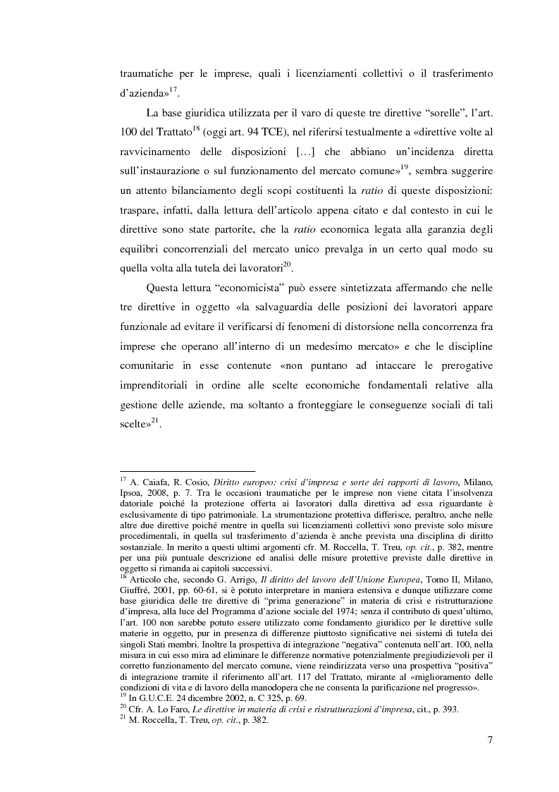 Anteprima della tesi: Le direttive comunitarie in materia di crisi e ristrutturazione d'impresa, Pagina 6