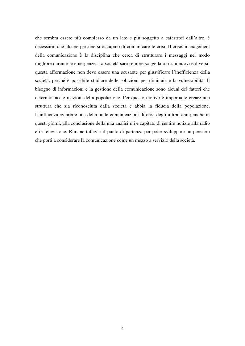 Anteprima della tesi: Influenza aviaria in Italia: pluralismo dell'informazione e crisis management della comunicazione, Pagina 3