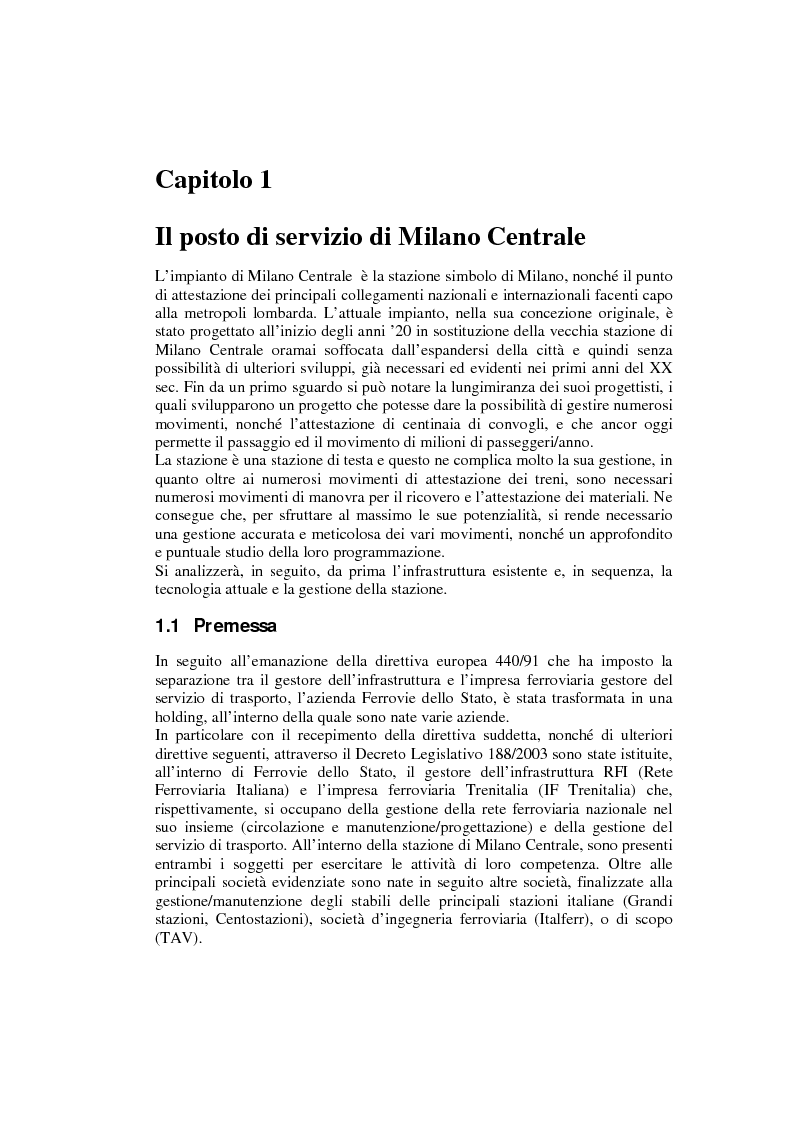 Anteprima della tesi: Programma di esercizio della stazione di Milano Centrale in funzione dell’attivazione dell’innesto della nuova linea Venezia, Pagina 3