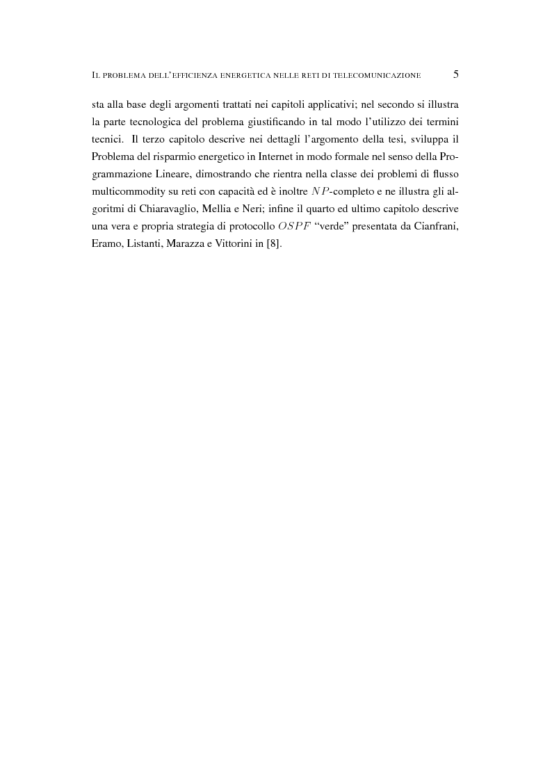 Anteprima della tesi: Il problema dell'efficienza energetica nelle reti di telecomunicazione, Pagina 4