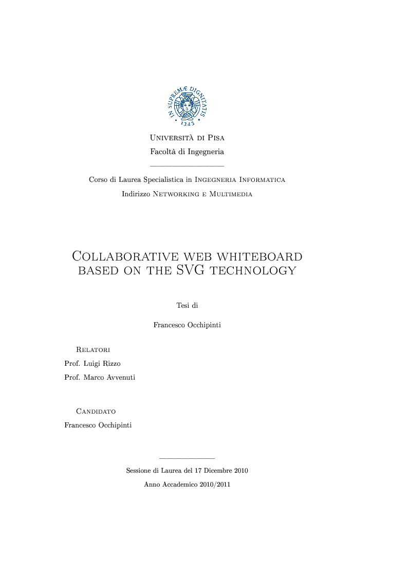 Anteprima della tesi: Collaborative web whiteboard based on the SVG technology, Pagina 1
