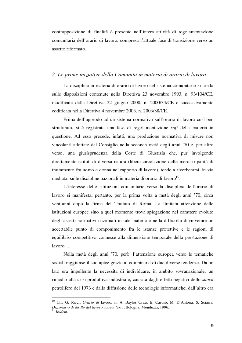 Anteprima della tesi: La normativa comunitaria in materia di orario di lavoro, Pagina 4