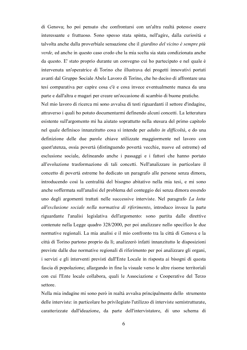 Anteprima della tesi: Le problematiche dell'adulto in difficoltà: Genova e Torino due realtà a confronto, Pagina 3