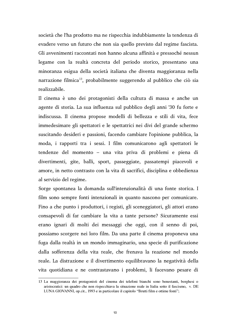 Anteprima della tesi: Tra ideologia e consumo - il fascismo e il cinema dei telefoni bianchi, Pagina 10