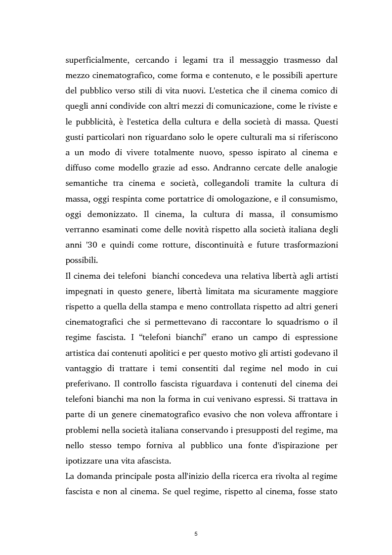 Anteprima della tesi: Tra ideologia e consumo - il fascismo e il cinema dei telefoni bianchi, Pagina 5