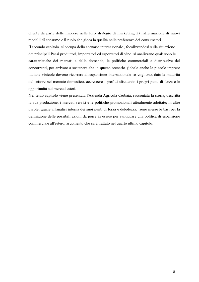 Anteprima della tesi: Strategie di espansione internazionale delle piccole imprese vitivinicole: l'Azienda Agricola Cerbaia, Pagina 4
