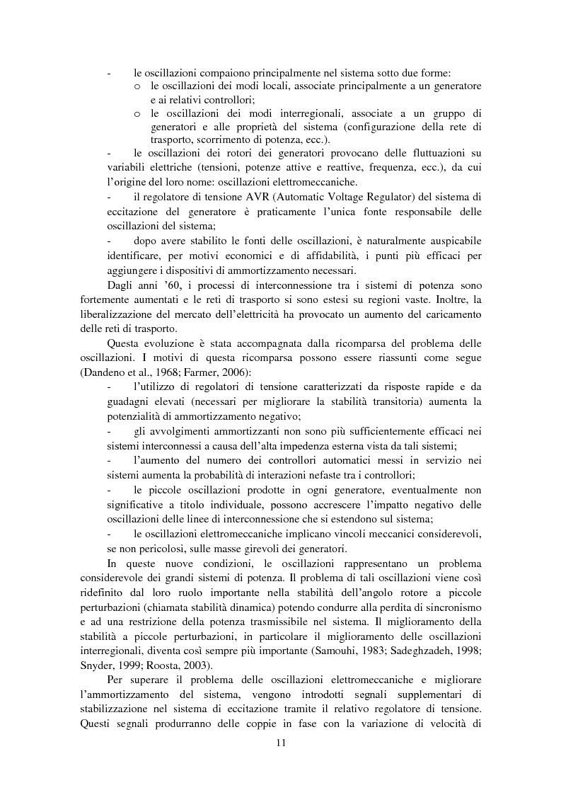 Anteprima della tesi: Studio della stabilità a piccole perturbazioni nelle grandi reti elettriche: ottimizzazione del regolamento con un metodo metaeuristico, Pagina 3