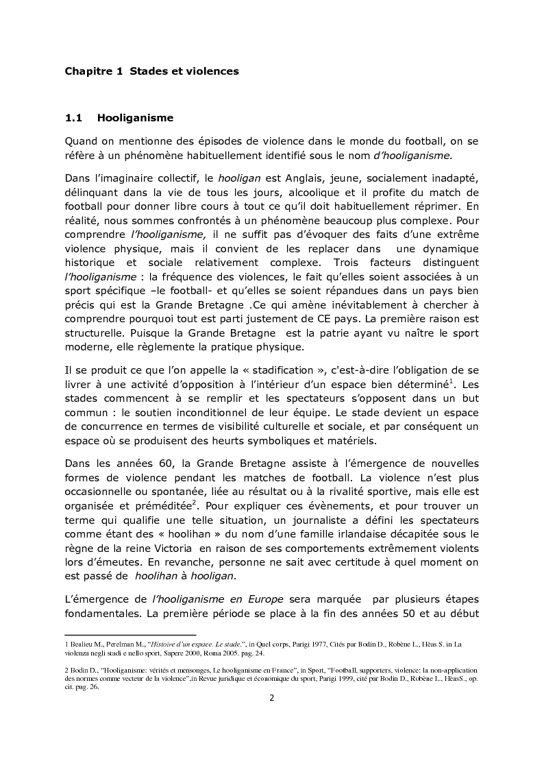 Anteprima della tesi: La violence dans les stades: aspects psycho-sociaux, Pagina 3