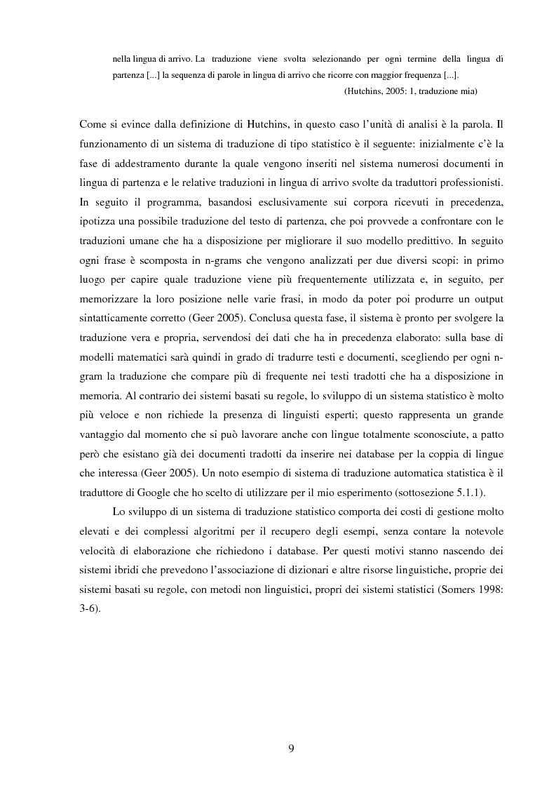 Estratto dalla tesi: Valutazione della qualità della traduzione automatica dall'inglese all'italiano