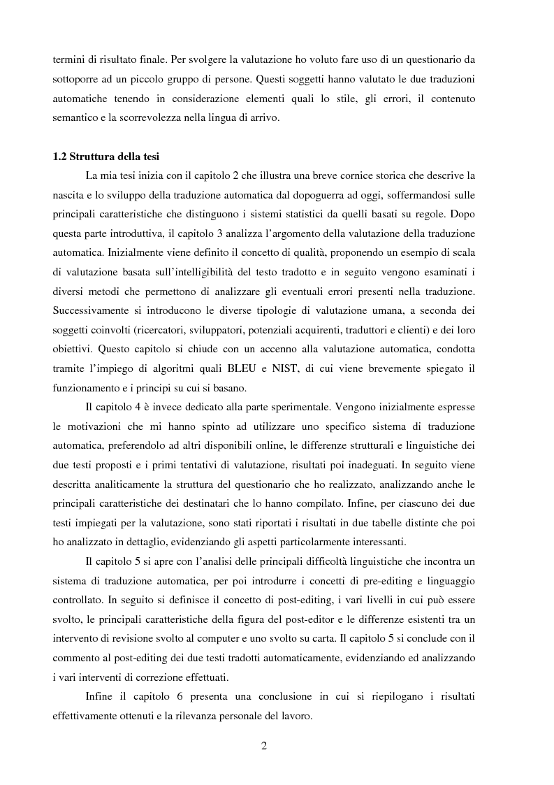 Anteprima della tesi: Valutazione della qualità della traduzione automatica dall'inglese all'italiano, Pagina 3