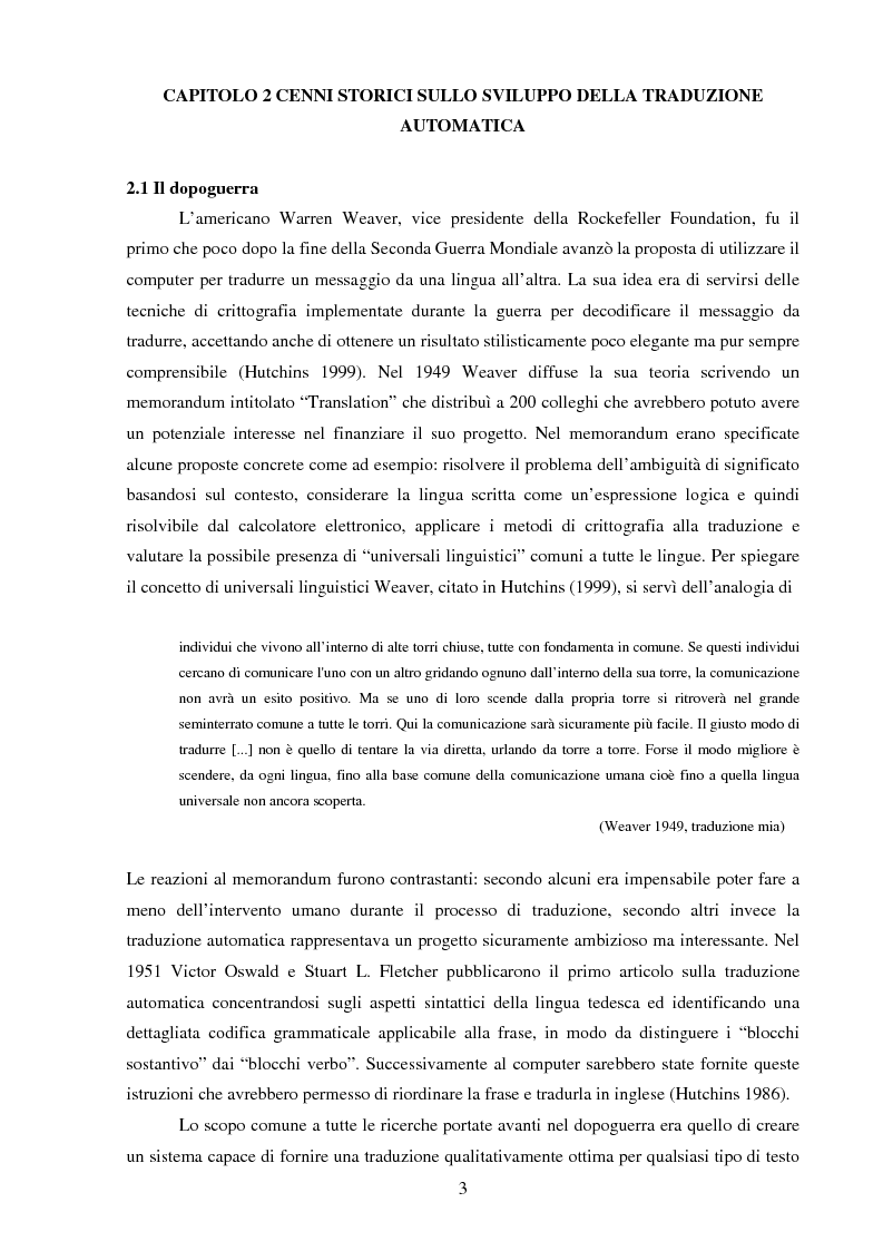 Anteprima della tesi: Valutazione della qualità della traduzione automatica dall'inglese all'italiano, Pagina 4