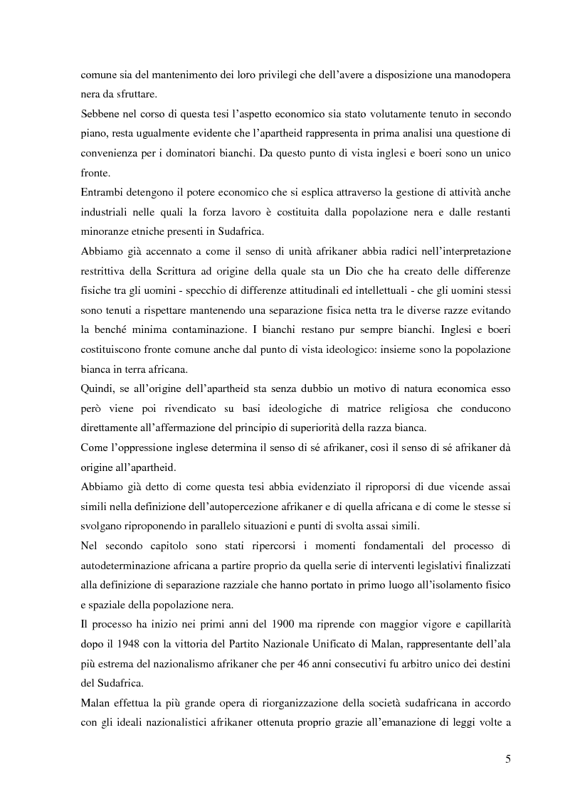 Anteprima della tesi: L'autopercezione delle comunità sudafricane nel periodo dell'apartheid, Pagina 4