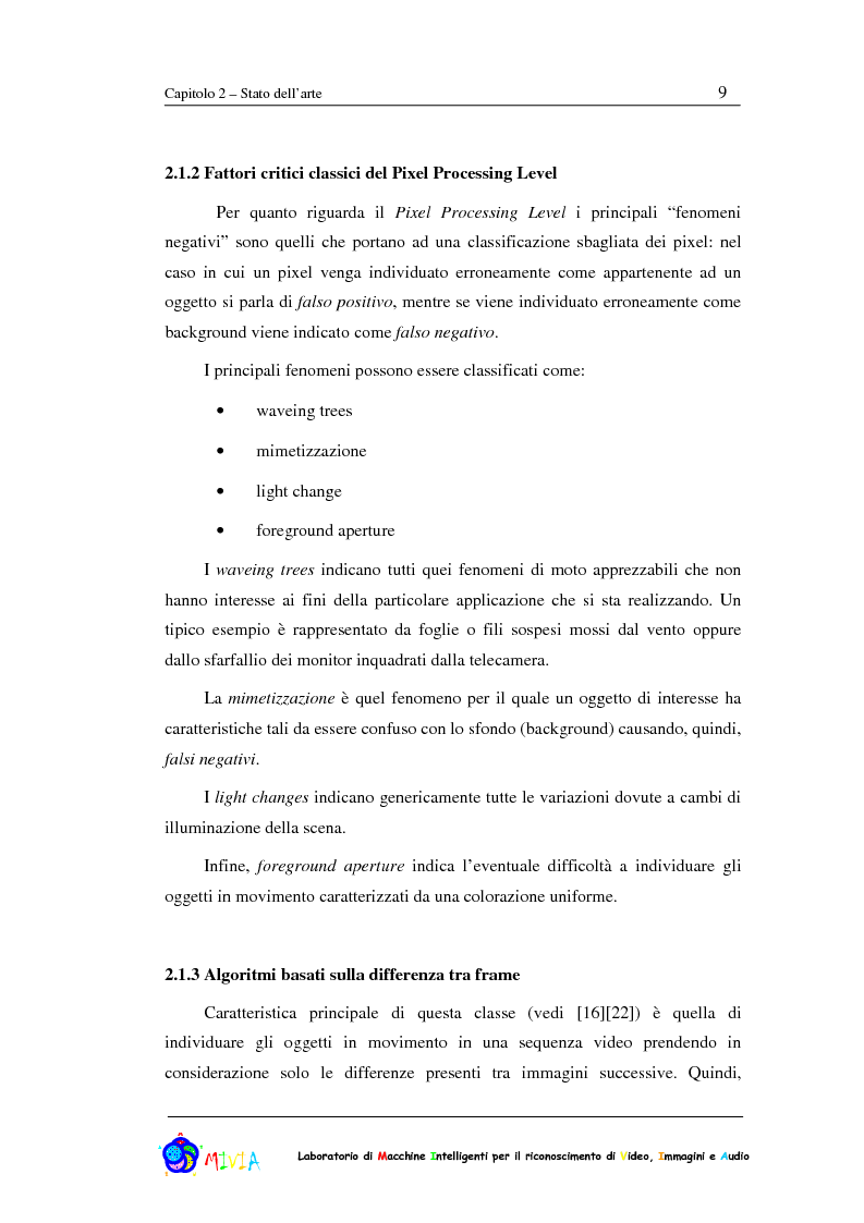 Anteprima della tesi: Caratterizzazione sperimentale di un sistema di videosorveglianza in ambienti reali, Pagina 9