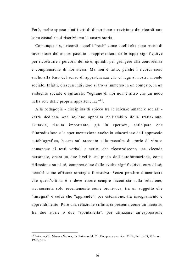 Anteprima della tesi: Condividere storie. Il racconto auto-bio-grafico in contesti educativi, Pagina 14