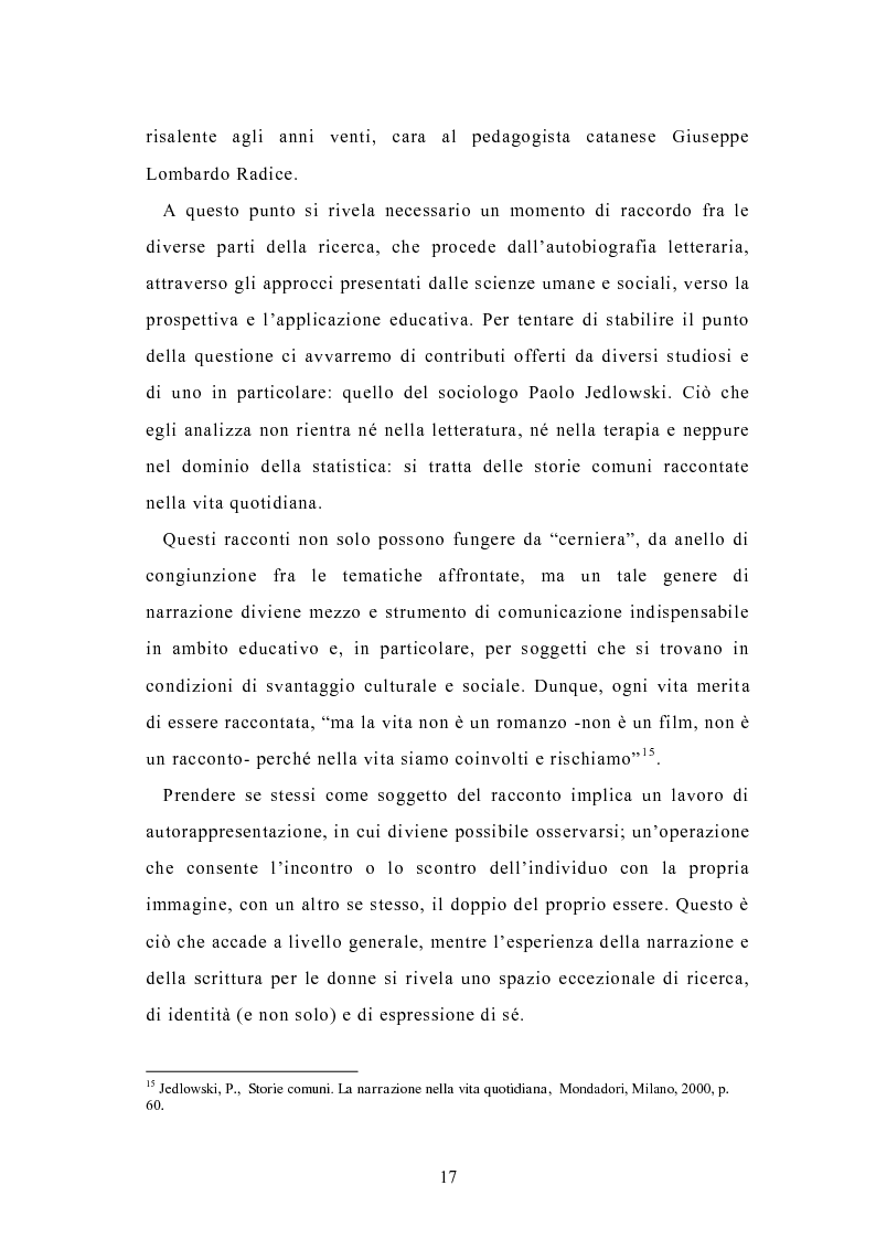 Anteprima della tesi: Condividere storie. Il racconto auto-bio-grafico in contesti educativi, Pagina 15
