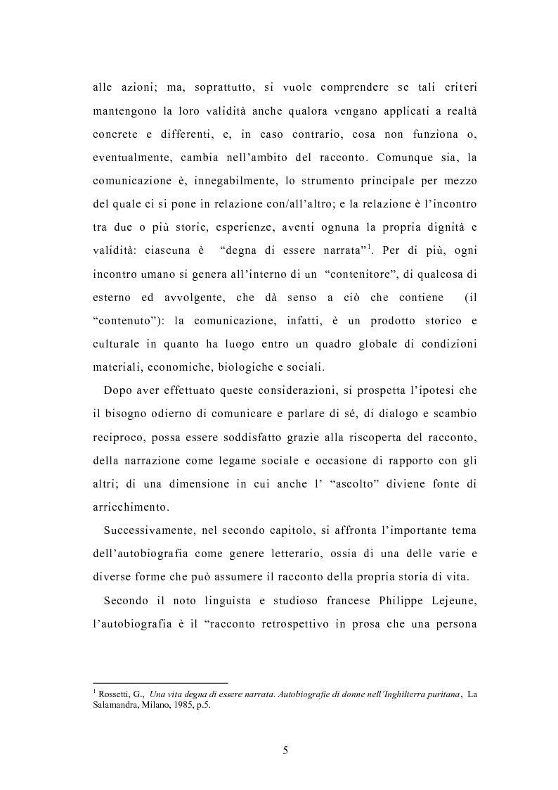 Anteprima della tesi: Condividere storie. Il racconto auto-bio-grafico in contesti educativi, Pagina 3