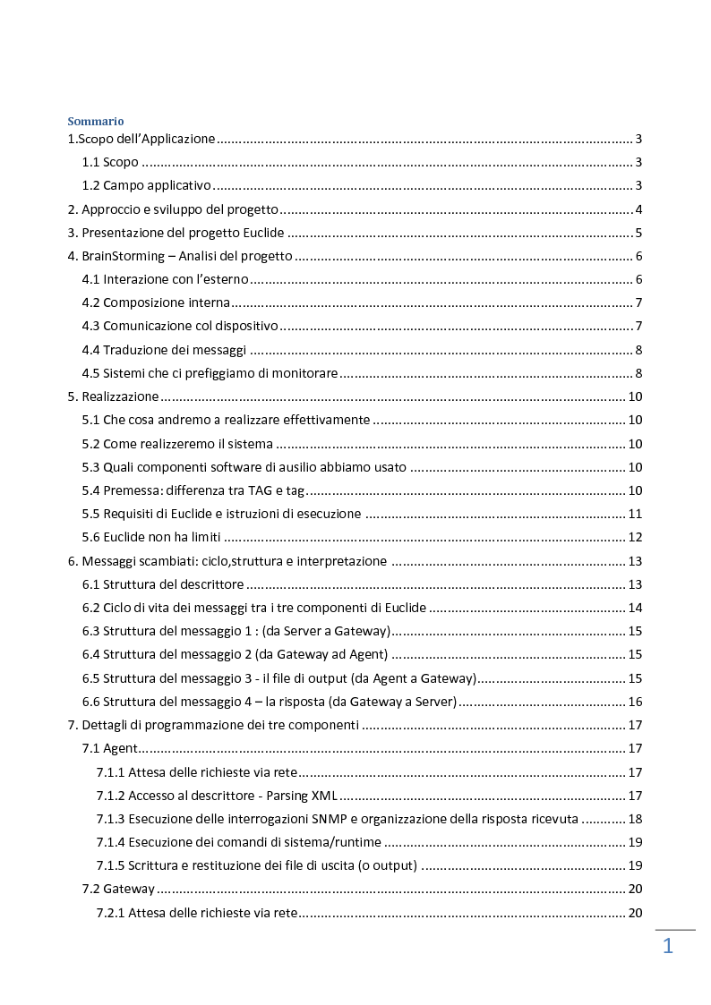 Indice della tesi: Un sistema di controllo remoto di sistemi eterogenei, Pagina 1