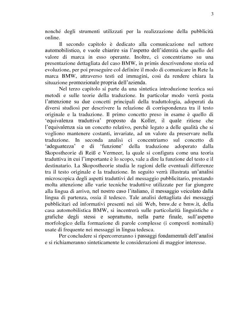 Anteprima della tesi: La comunicazione pubblicitaria online in tedesco e italiano: il caso BMW, Pagina 4