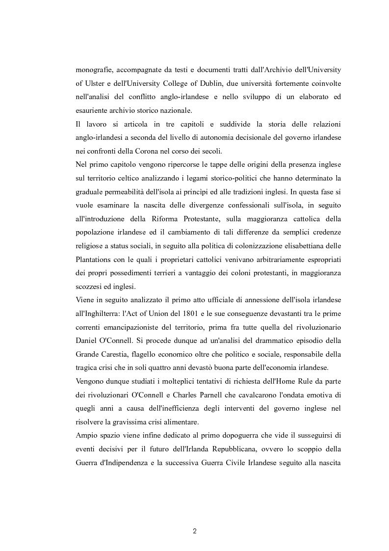 Anteprima della tesi: La questione nazionalista irlandese: analisi del conflitto anglo-irlandese dall'occupazione britannica al processo di pacificazione attuale., Pagina 3