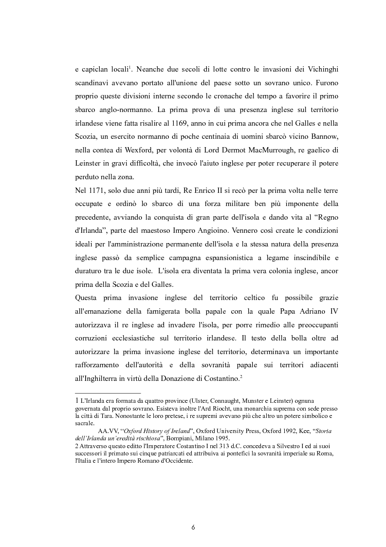 Anteprima della tesi: La questione nazionalista irlandese: analisi del conflitto anglo-irlandese dall'occupazione britannica al processo di pacificazione attuale., Pagina 7