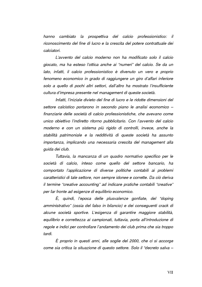 Anteprima della tesi: Il bilancio delle società di calcio: normativa nazionale e principi contabili internazionali. Analisi del caso A.S. ROMA., Pagina 3