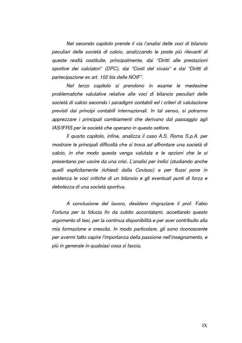 Anteprima della tesi: Il bilancio delle società di calcio: normativa nazionale e principi contabili internazionali. Analisi del caso A.S. ROMA., Pagina 5