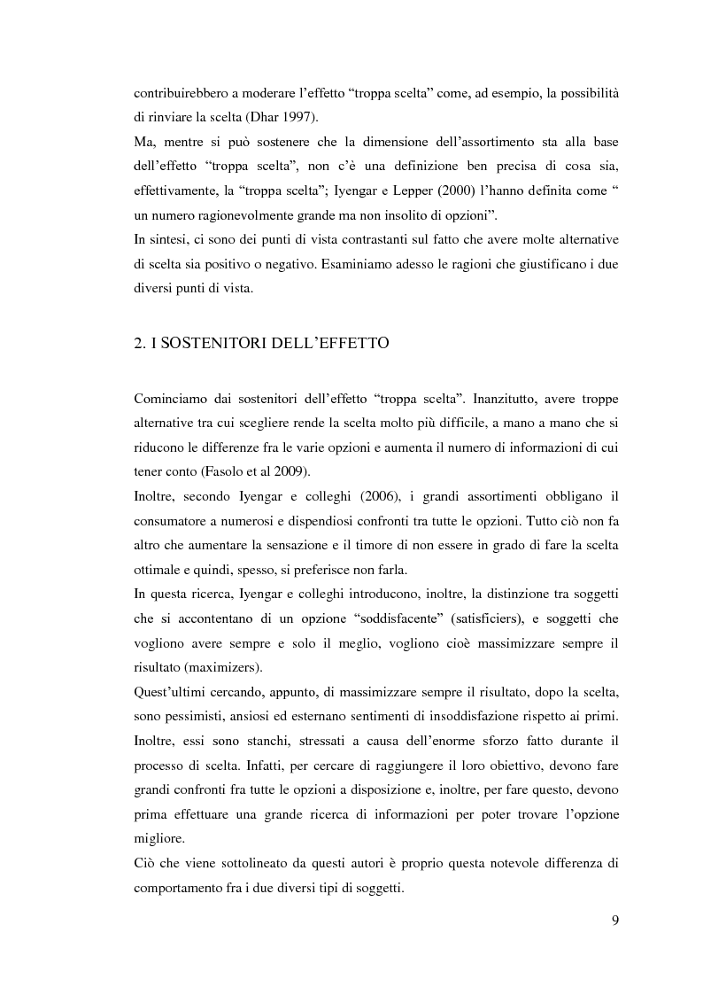 Anteprima della tesi: L'influenza della dimensione dell'assortimento sulle scelte d'acquisto, Pagina 5