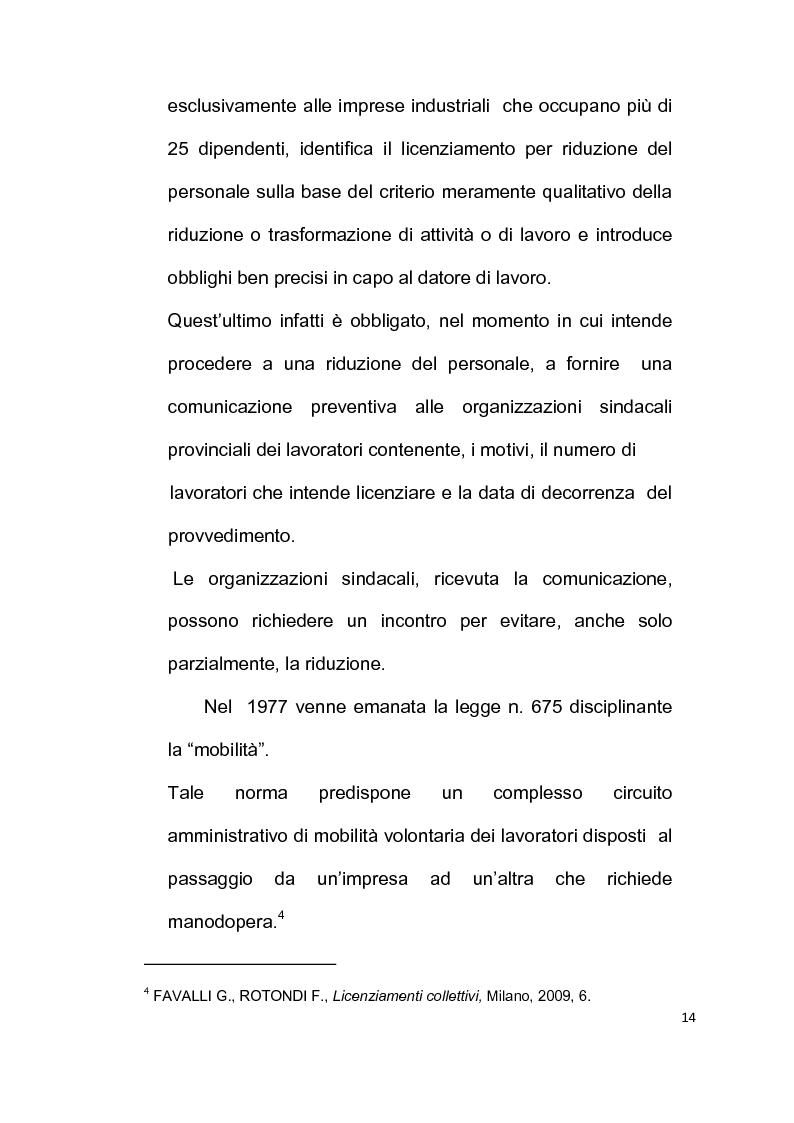 Anteprima della tesi: Licenziamento collettivo per riduzione del personale, Pagina 10