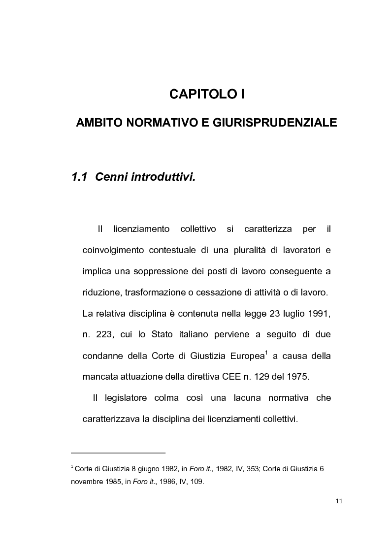 Anteprima della tesi: Licenziamento collettivo per riduzione del personale, Pagina 7