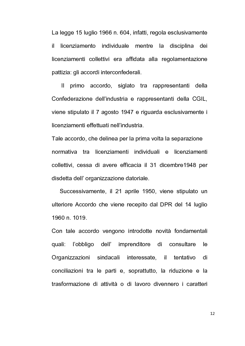 Anteprima della tesi: Licenziamento collettivo per riduzione del personale, Pagina 8