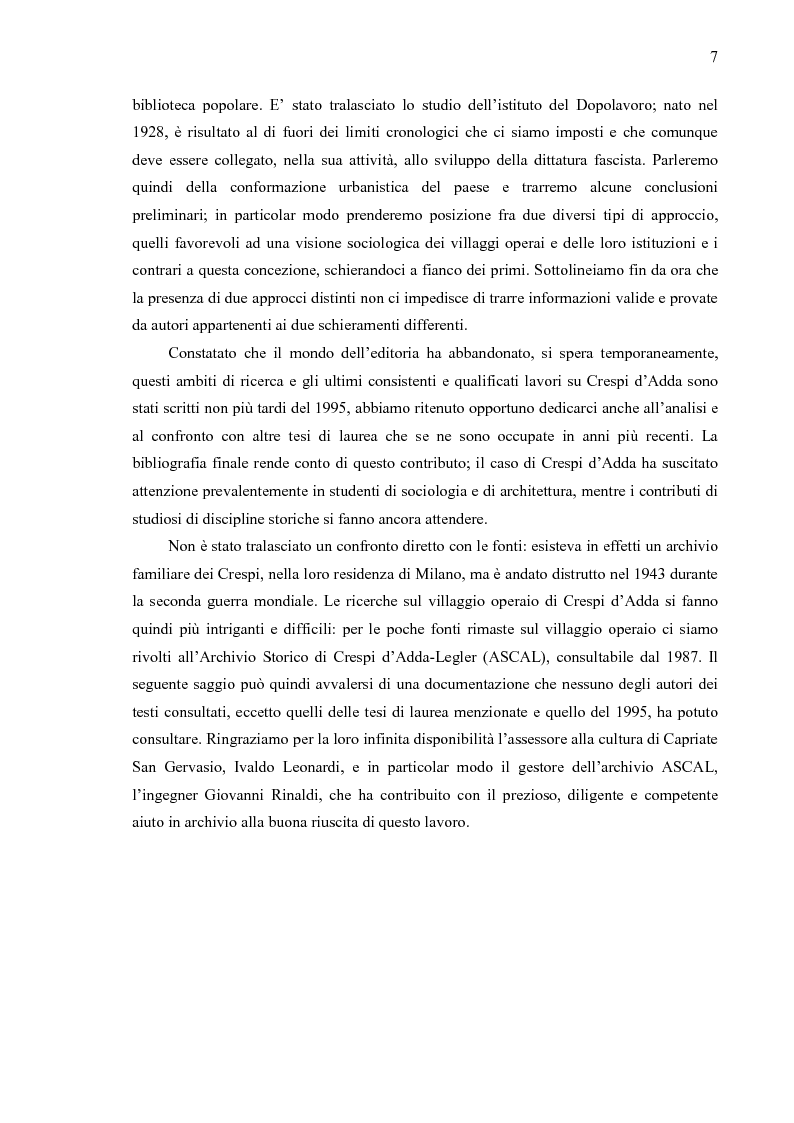 Anteprima della tesi: Crespi d'Adda. Il villaggio operaio come dispositivo disciplinare (1878-1920), Pagina 4