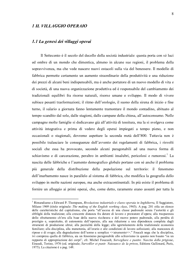 Anteprima della tesi: Crespi d'Adda. Il villaggio operaio come dispositivo disciplinare (1878-1920), Pagina 5