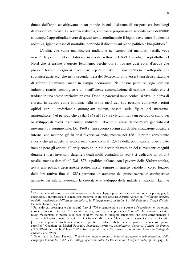 Anteprima della tesi: Crespi d'Adda. Il villaggio operaio come dispositivo disciplinare (1878-1920), Pagina 6