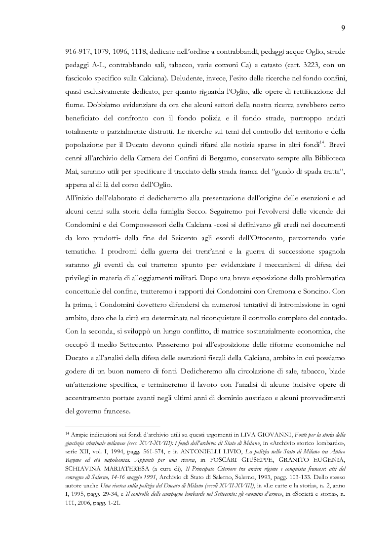 Anteprima della tesi: Una terra separata ai confini del Ducato. Privilegi ed esenzioni della Calciana nel XVIII secolo, Pagina 6