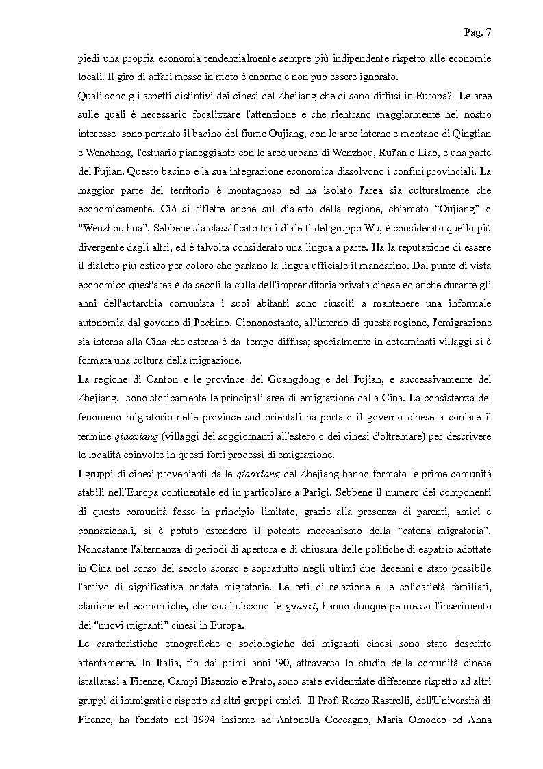 Anteprima della tesi: I cinesi di Wenzhou a Prato e in Europa: nascita e sviluppo di una rete socio-economica trasnazionale, Pagina 4